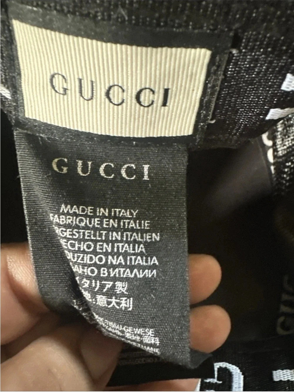 Gucci Black GG Monogram Baseball Cap with Brown Accents
